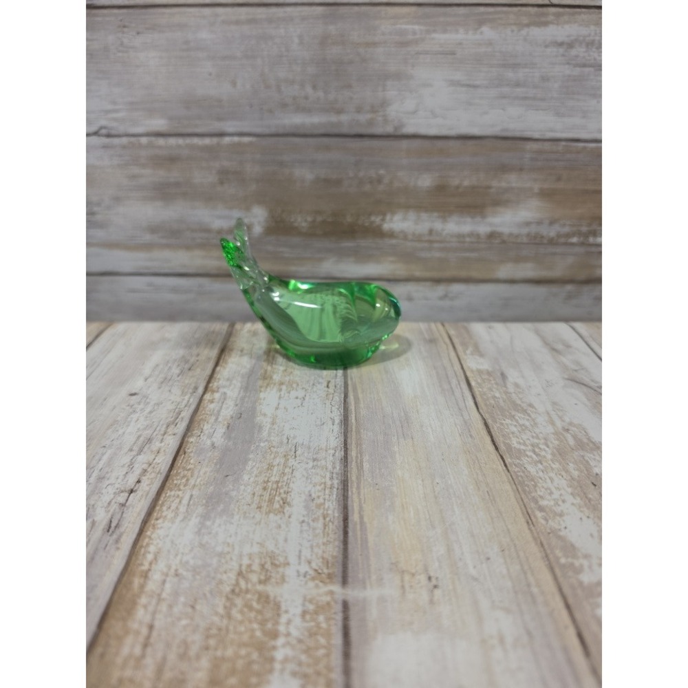 Vintage Green Art Glass Whale Figurine Hand Blown Nautical Paperweight Decor